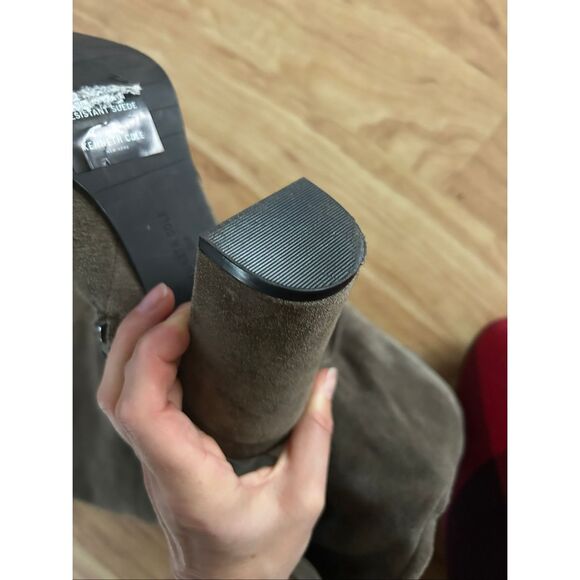 Kenneth Cole knee height boots size 9 dark gray suede leather chunky 4 inch heel - Picture 5 of 9